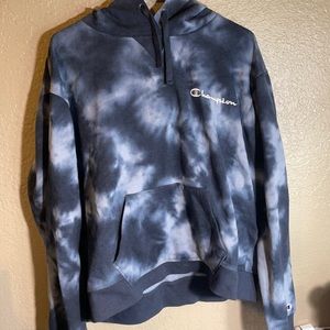 Champion Ladies' Hoodie Kangaroo Pocket Fleece Lined Grey Tie Dye